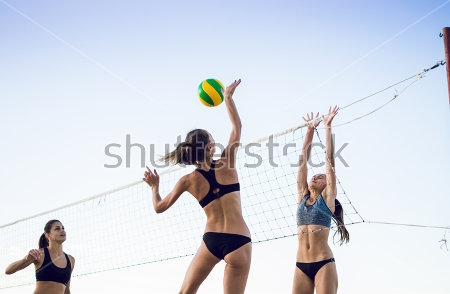 Картина Девушки играют в пляжный волейбол 
