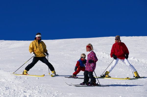 Картина маслом Семья на лыжах 