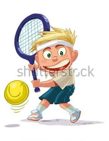 Картина Забавный малыш играет в теннис 