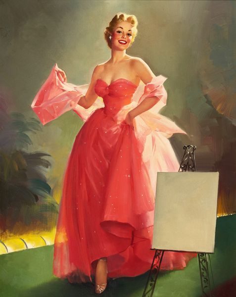 Красивая девушка в красном бальном платье