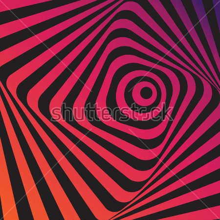 Картина Оптическая иллюзия движения - полосы красного и чёрного цвета завиты в квадратную спираль 